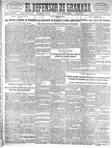 'El Defensor de Granada  : diario político independiente' - Año LV Número 29360 Ed. Mañana - 1934 Julio 05