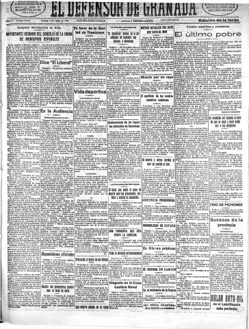 'El Defensor de Granada  : diario político independiente' - Año LV Número 29362 Ed. Tarde - 1934 Julio 06