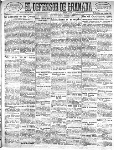'El Defensor de Granada  : diario político independiente' - Año LV Número 29363 Ed. Tarde - 1934 Julio 07