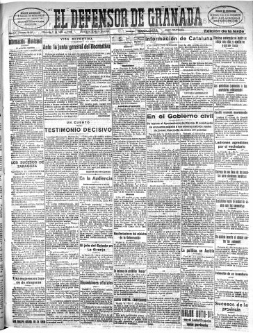 'El Defensor de Granada  : diario político independiente' - Año LV Número 29369 Ed. Tarde - 1934 Julio 11