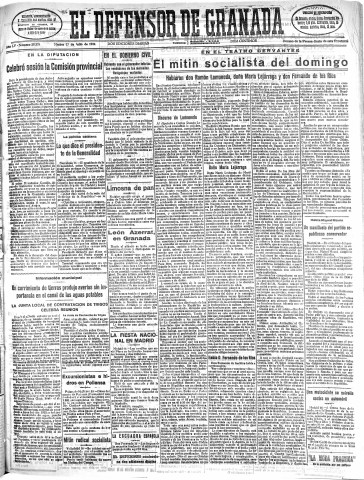'El Defensor de Granada  : diario político independiente' - Año LV Número 29378 Ed. Mañana - 1934 Julio 17