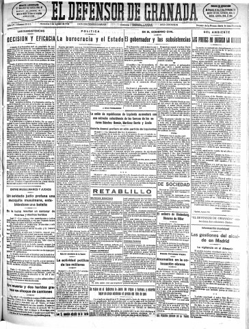 'El Defensor de Granada  : diario político independiente' - Año LV Número 29415 Ed. Mañana - 1934 Agosto 08