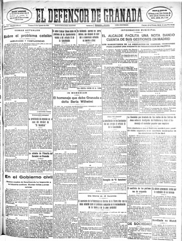 'El Defensor de Granada  : diario político independiente' - Año LV Número 29419 Ed. Mañana - 1934 Agosto 10