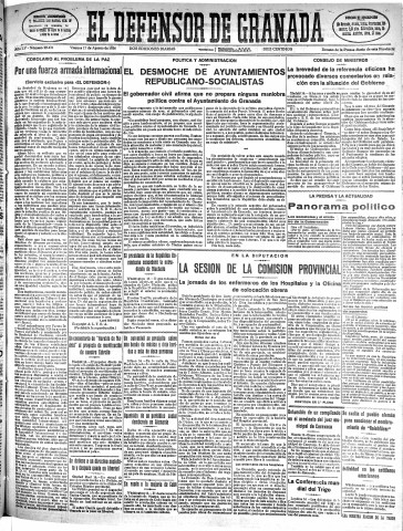 'El Defensor de Granada  : diario político independiente' - Año LV Número 29431 Ed. Mañana - 1934 Agosto 17