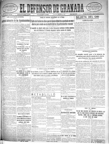 'El Defensor de Granada  : diario político independiente' - Año LV Número 29443 Ed. Mañana - 1934 Agosto 24