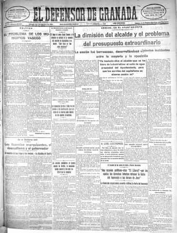 'El Defensor de Granada  : diario político independiente' - Año LV Número 29469 Ed. Mañana - 1934 Septiembre 08