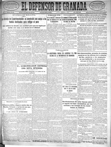'El Defensor de Granada  : diario político independiente' - Año LV Número 29485 Ed. Mañana - 1934 Septiembre 18