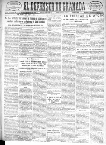 'El Defensor de Granada  : diario político independiente' - Año LV Número 29497 Ed. Mañana - 1934 Septiembre 25