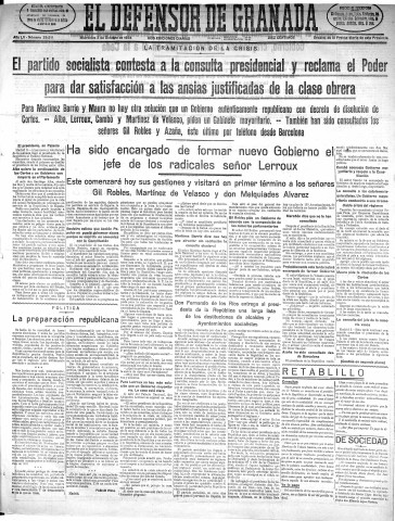 'El Defensor de Granada  : diario político independiente' - Año LV Número 29511 Ed. Mañana - 1934 Octubre 03