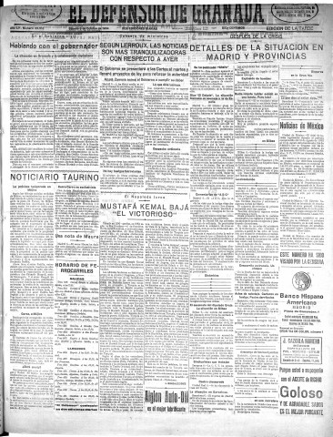 'El Defensor de Granada  : diario político independiente' - Año LV Número 29518 Ed. Tarde - 1934 Octubre 06