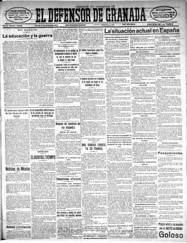 'El Defensor de Granada  : diario político independiente' - Año LV Número 29526 Ed. Tarde - 1934 Octubre 12