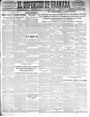 'El Defensor de Granada  : diario político independiente' - Año LV Número 29531 Ed. Mañana - 1934 Octubre 16