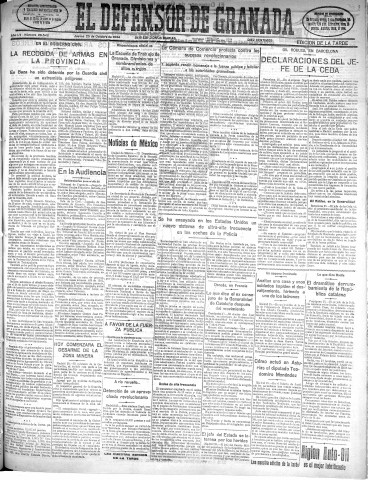 'El Defensor de Granada  : diario político independiente' - Año LV Número 29548 Ed. Tarde - 1934 Octubre 25