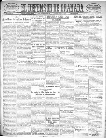 'El Defensor de Granada  : diario político independiente' - Año LV Número 29551 Ed. Mañana - 1934 Octubre 27