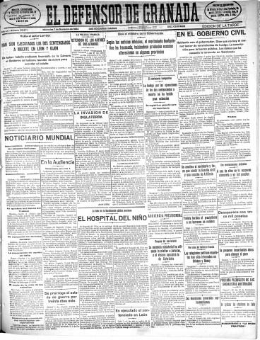 'El Defensor de Granada  : diario político independiente' - Año LV Número 29571 Ed. Tarde - 1934 Noviembre 07