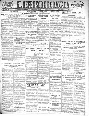 'El Defensor de Granada  : diario político independiente' - Año LV Número 29572 Ed. Mañana - 1934 Noviembre 08