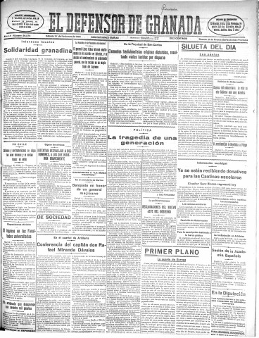 'El Defensor de Granada  : diario político independiente' - Año LV Número 29576 Ed. Mañana - 1934 Noviembre 10