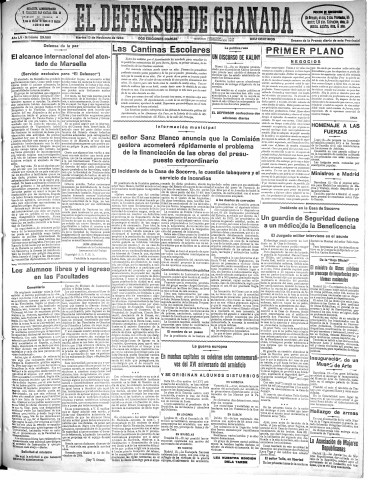 'El Defensor de Granada  : diario político independiente' - Año LV Número 29580 Ed. Mañana - 1934 Noviembre 13