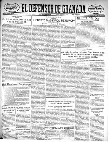 'El Defensor de Granada  : diario político independiente' - Año LV Número 29582 Ed. Mañana - 1934 Noviembre 14