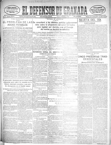 'El Defensor de Granada  : diario político independiente' - Año LV Número 29602 Ed. Mañana - 1934 Noviembre 25