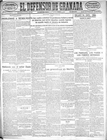 'El Defensor de Granada  : diario político independiente' - Año LV Número 29618 Ed. Mañana - 1934 Diciembre 05