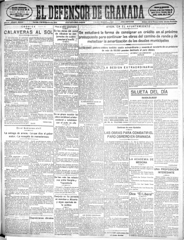 'El Defensor de Granada  : diario político independiente' - Año LV Número 29622 Ed. Mañana - 1934 Diciembre 07