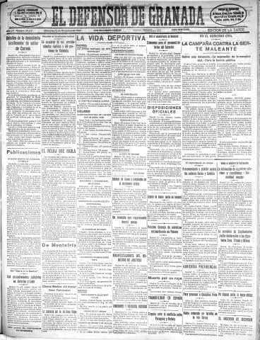 'El Defensor de Granada  : diario político independiente' - Año LV Número 29631 Ed. Tarde - 1934 Diciembre 12