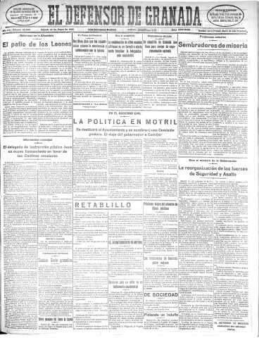 'El Defensor de Granada  : diario político independiente' - Año LVI Número 29690 Ed. Mañana - 1935 Enero 19