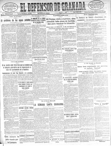 'El Defensor de Granada  : diario político independiente' - Año LVI Número 29694 Ed. Mañana - 1935 Enero 22