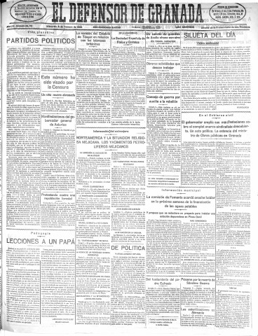 'El Defensor de Granada  : diario político independiente' - Año LVI Número 29716 Ed. Mañana - 1935 Febrero 06