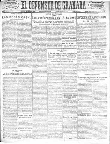 'El Defensor de Granada  : diario político independiente' - Año LVI Número 29738 Ed. Mañana - 1935 Febrero 19
