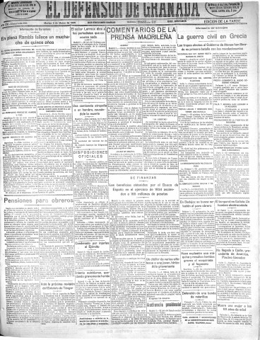 'El Defensor de Granada  : diario político independiente' - Año LVI Número 29763 Ed. Tarde - 1935 Marzo 05
