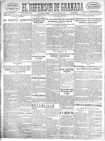 'El Defensor de Granada  : diario político independiente' - Año LVI Número 29838 Ed. Mañana - 1935 Abril 18