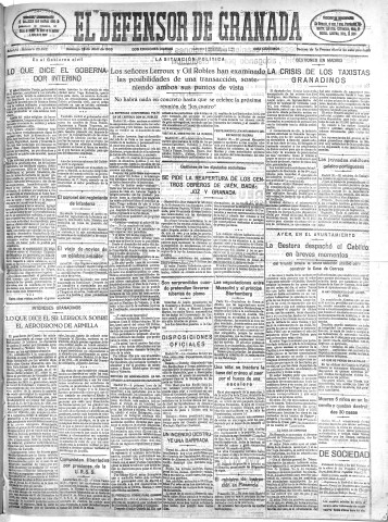 'El Defensor de Granada  : diario político independiente' - Año LVI Número 29841 Ed. Mañana - 1935 Abril 20