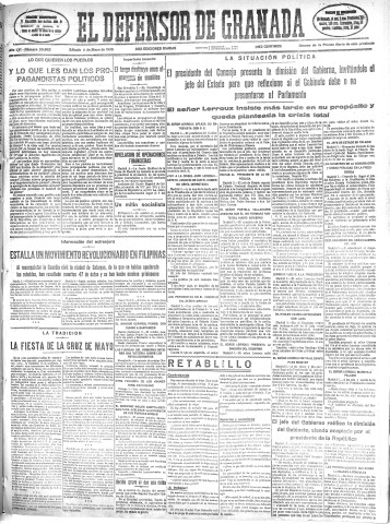 'El Defensor de Granada  : diario político independiente' - Año LVI Número 29862 Ed. Mañana - 1935 Mayo 04
