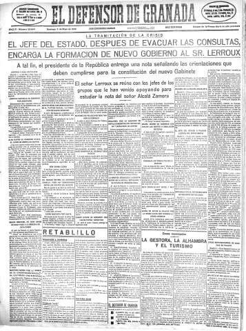 'El Defensor de Granada  : diario político independiente' - Año LVI Número 29864 Ed. Mañana - 1935 Mayo 05