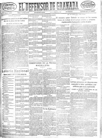 'El Defensor de Granada  : diario político independiente' - Año LVI Número 29875 Ed. Tarde - 1935 Mayo 11