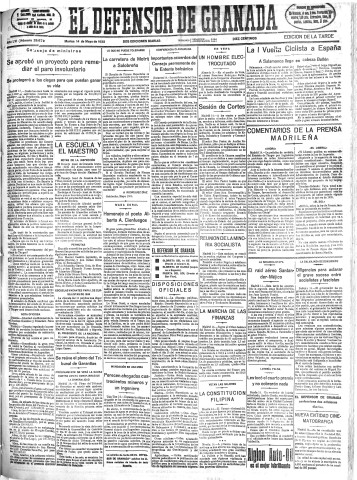 'El Defensor de Granada  : diario político independiente' - Año LVI Número 29879 Ed. Tarde - 1935 Mayo 14