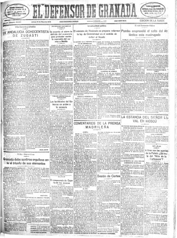 'El Defensor de Granada  : diario político independiente' - Año LVI Número 29883 Ed. Tarde - 1935 Mayo 16
