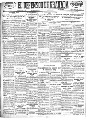 'El Defensor de Granada  : diario político independiente' - Año LVI Número 29889 Ed. Tarde - 1935 Mayo 20