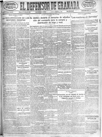 'El Defensor de Granada  : diario político independiente' - Año LVI Número 29899 Ed. Tarde - 1935 Mayo 25
