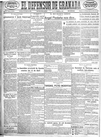 'El Defensor de Granada  : diario político independiente' - Año LVI Número 29900 Ed. Mañana - 1935 Mayo 26