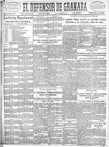 'El Defensor de Granada  : diario político independiente' - Año LVI Número 29926 Ed. Tarde - 1935 Junio 11