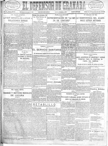 'El Defensor de Granada  : diario político independiente' - Año LVI Número 29927 Ed. Mañana - 1935 Junio 12