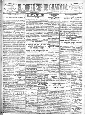 'El Defensor de Granada  : diario político independiente' - Año LVI Número 29929 Ed. Mañana - 1935 Junio 13