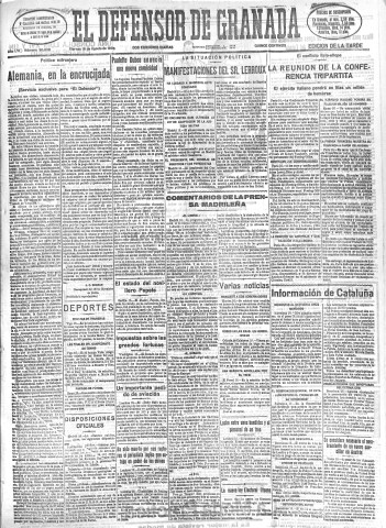 'El Defensor de Granada  : diario político independiente' - Año LVI Número 30039 Ed. Tarde - 1935 Agosto 16