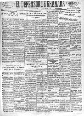 'El Defensor de Granada  : diario político independiente' - Año LVI Número 30057 Ed. Tarde - 1935 Agosto 27