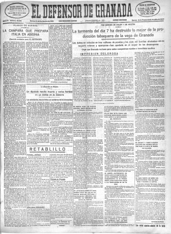 'El Defensor de Granada  : diario político independiente' - Año LVI Número 30086 Ed. Mañana - 1935 Septiembre 13