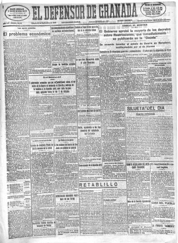 'El Defensor de Granada  : diario político independiente' - Año LVI Número 30112 Ed. Mañana - 1935 Septiembre 28