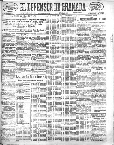 'El Defensor de Granada  : diario político independiente' - Año LVI Número 30135 Ed. Tarde - 1935 Octubre 11